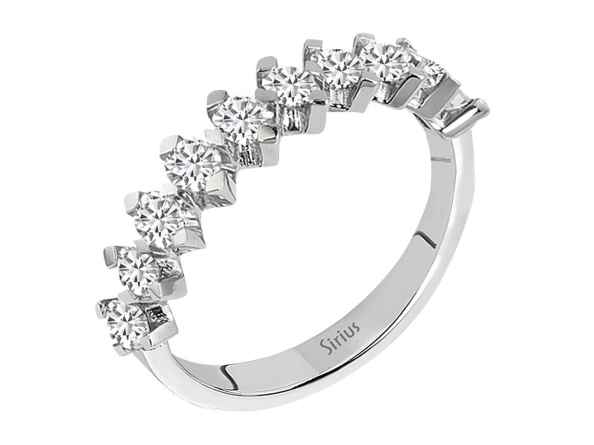 Sparkling lab diamond half-circle ring with 10 stones in 14 karat white gold