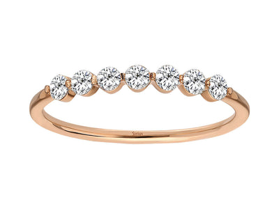 Elegant half-circle diamond ring made of 8 carat rose gold