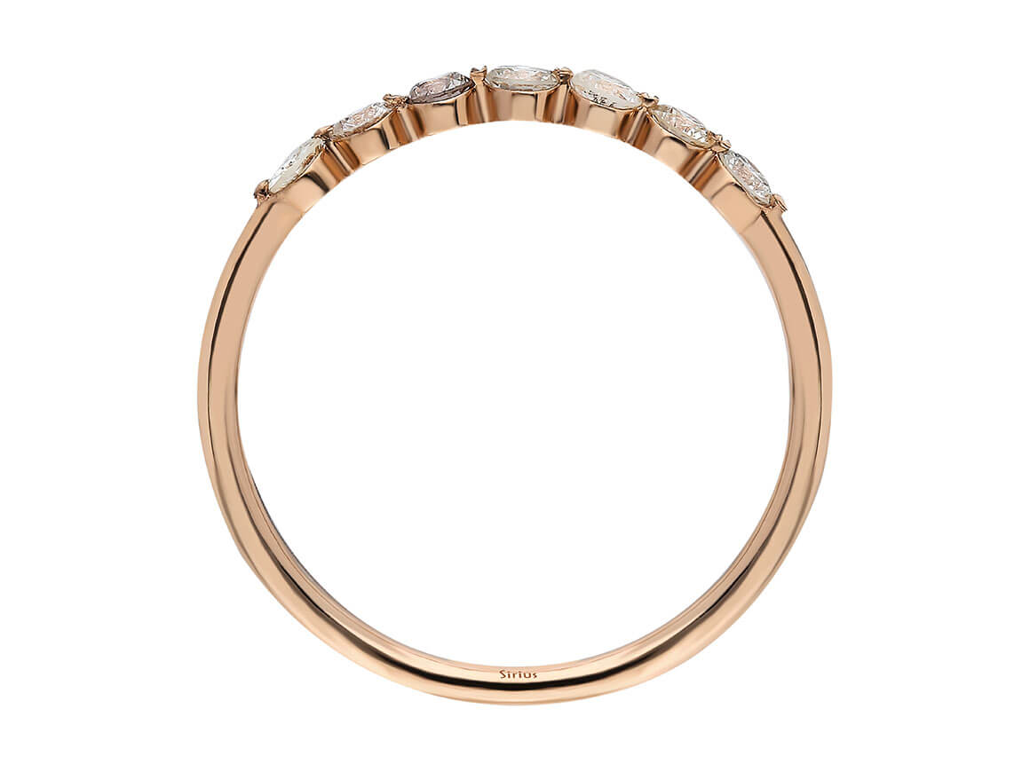 Élégante bague demi-jonc en diamants en Or Rose 8 carats avec 7 diamants – Bijoux haut de gamme de Rosy Lab Diamonds