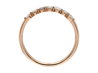 Elegant half-circle diamond ring made of 8 carat rose gold
