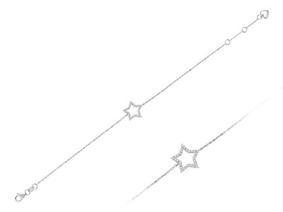 Fine star bracelet with 30 round diamonds in 18K white gold