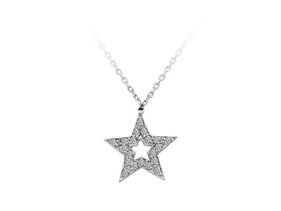 Diamond-studded star pendant | 14K white gold