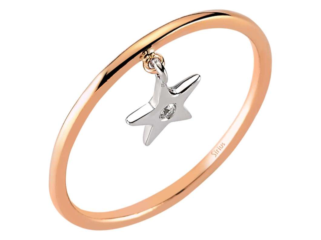 Zarter 8K Roségold Stern-Ring mit 1 Labor-Diamanten - Nachhaltige Eleganz - hochwertiger Schmuck von Rosy Lab Diamonds