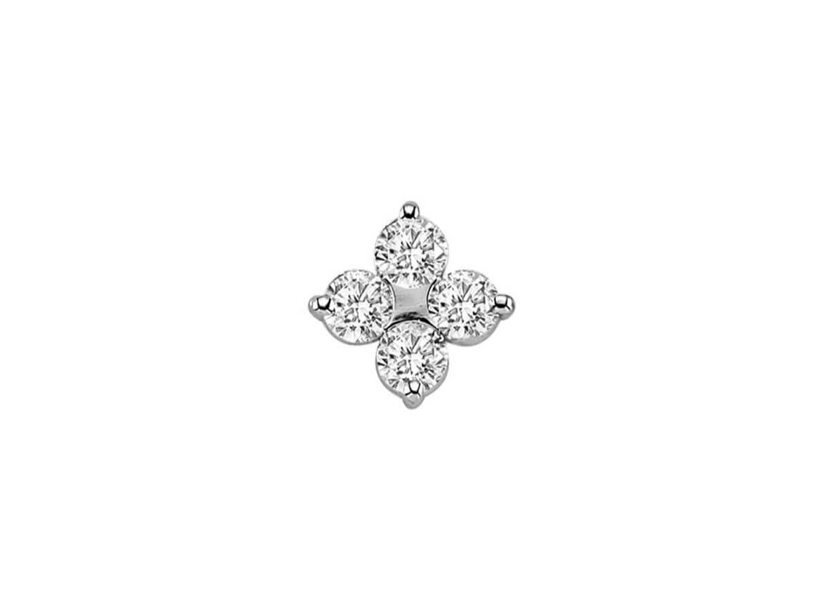 Boucles d'oreilles trèfle avec 4 diamants de laboratoire 0,18 carat en or blanc 333‰
