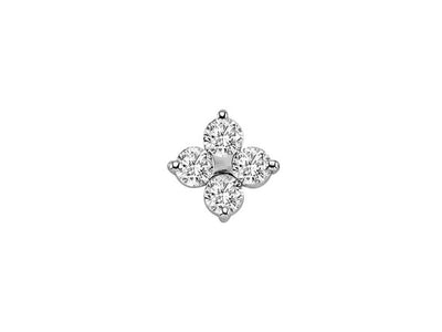 Boucles d'oreilles trèfle avec 4 diamants de laboratoire 0,18 carat en or blanc 333‰