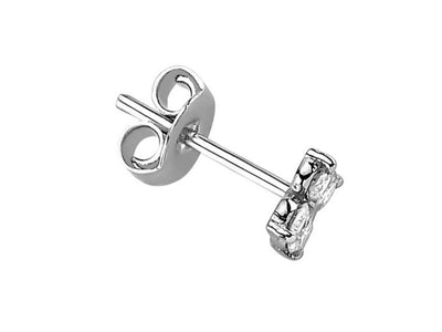 Boucles d'oreilles trèfle avec 4 diamants de laboratoire 0,18 carat en or blanc 333‰