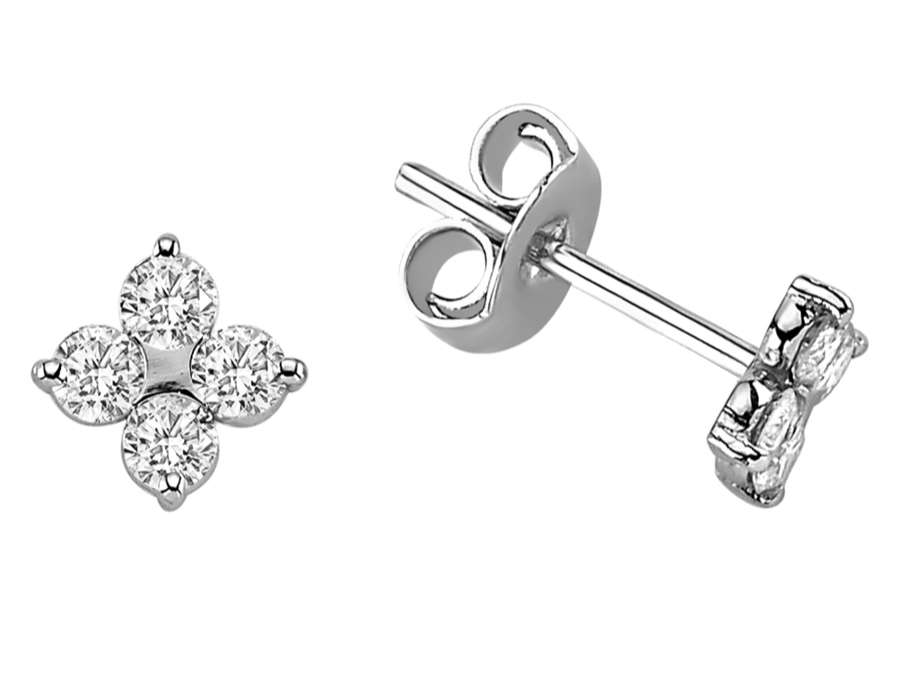 Kleeblatt-Ohrstecker mit Labordiamanten aus 333er Weißgold | Symbolträchtiger Ohrschmuck - hochwertiger Schmuck von Rosy Lab Diamonds