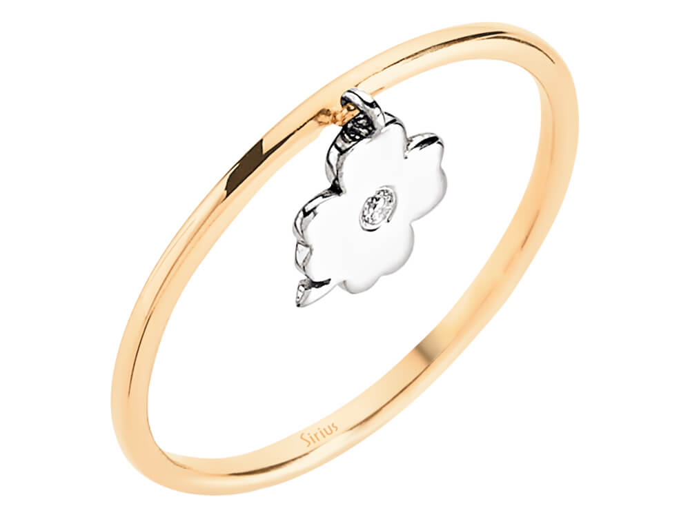 Zarter 8K Roségold Kleeblatt-Ring mit 1 Labor-Diamanten - Nachhaltige Eleganz - hochwertiger Schmuck von Rosy Lab Diamonds
