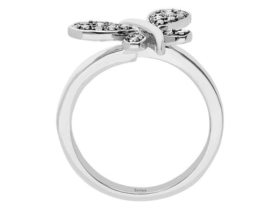 Anmutiger Schmetterlingsring mit 20 Rund geschliffenen laborgezüchteten Diamanten (0,23 Karat) in 14K Weißgold