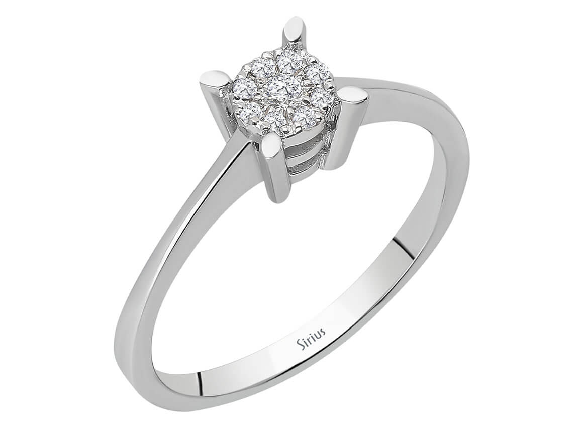 Ring mit Diamant & Labordiamanten in 8K Weißgold | Rosy – hochwertiger Schmuck von Rosy Lab Diamonds
