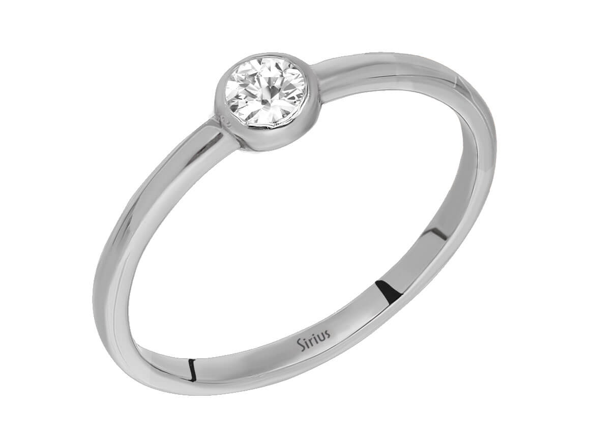 14 Karat white gold solitaire ring with 1 round diamond – 0.15 carat