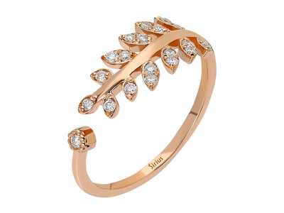 Acanthus ring with diamonds made of 14K rose gold