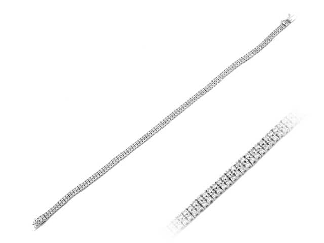 Bracelet double rivière serti de 248 diamants en Or Blanc 14 carats – 2,00 ct – Bijoux haut de gamme de Rosy Lab Diamonds