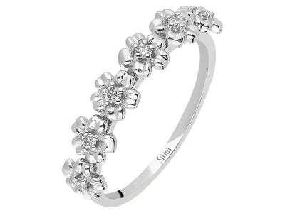 Bague fleur de primevère avec diamants en or 14 carats