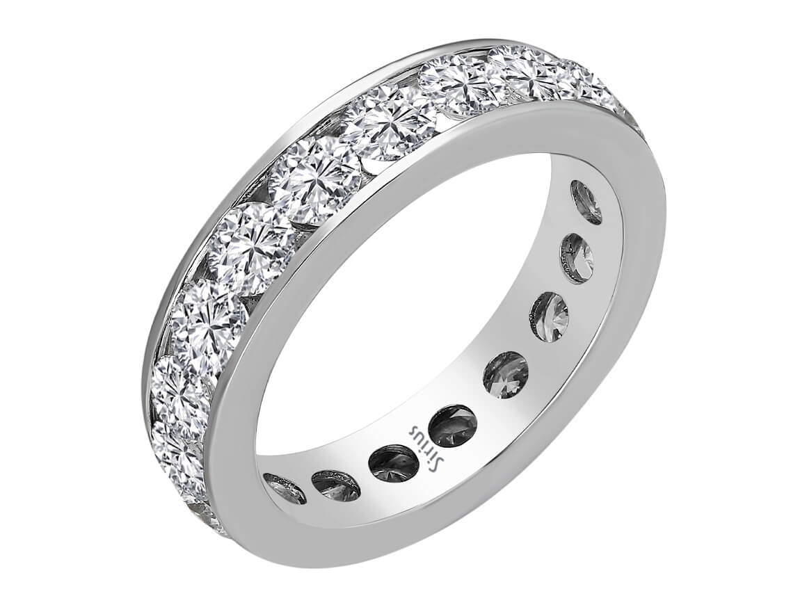 Élégant anneau serti en rail avec 19 diamants de laboratoire – or 14 carats – Bijoux haut de gamme de Rosy Lab Diamonds