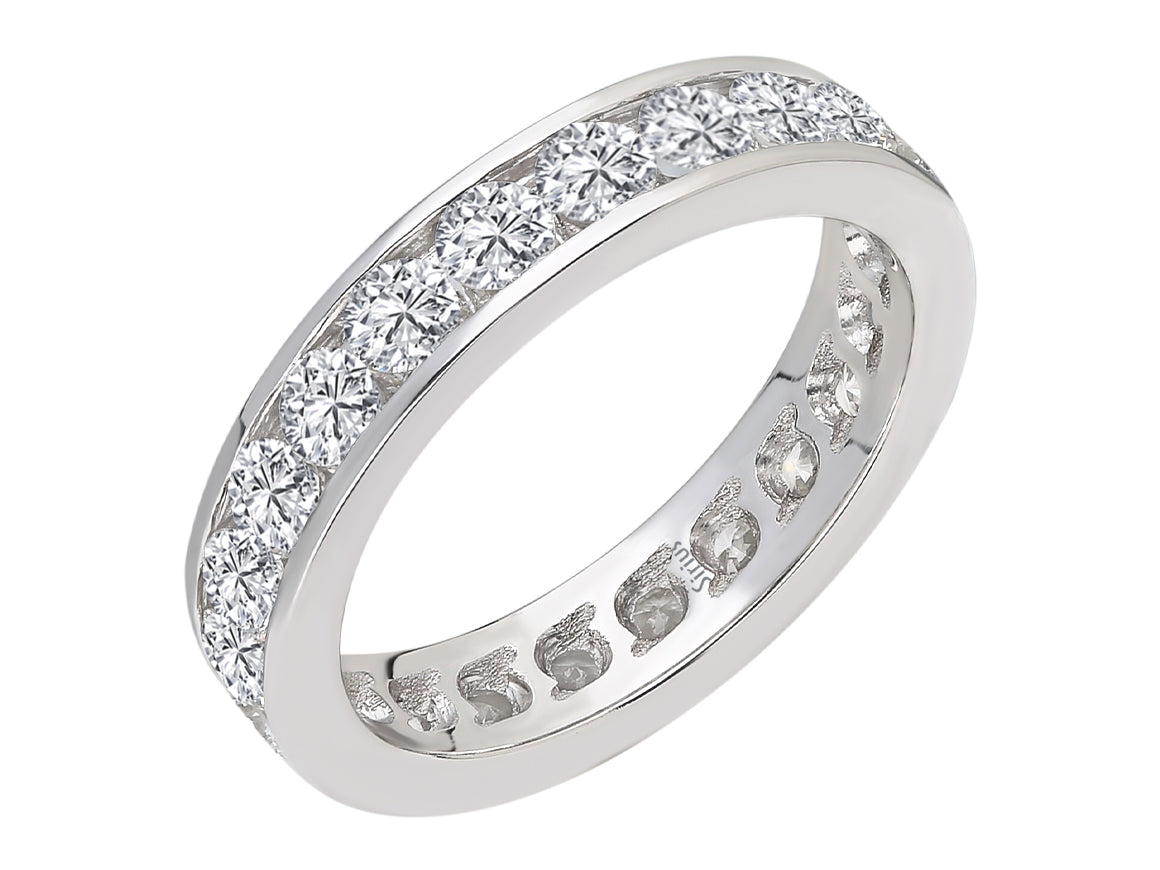 Bague d’éternité en Diamant de Laboratoire avec serti rail - Or Blanc 14K - 1,70 ct de diamants
 - Bijoux haut de gamme de Rosy Lab Diamonds