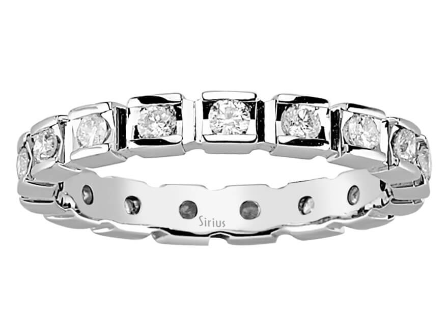 Bague éternité à serti rail exquise en Or Blanc 14 carats avec 17 diamants de laboratoire – Élégance durable – Bijoux haut de gamme de Rosy Lab Diamonds
