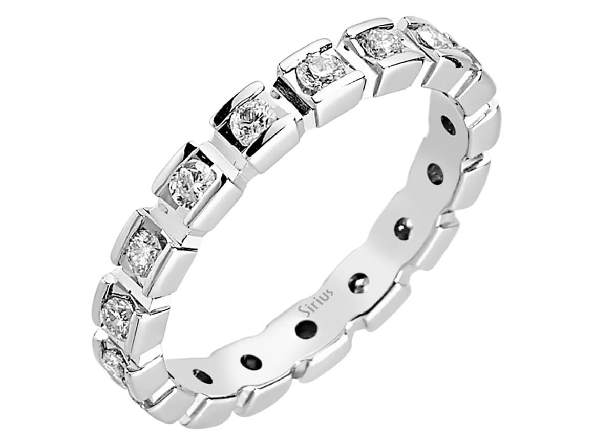 Bague éternité à serti rail exquise en Or Blanc 14 carats avec 17 diamants de laboratoire – Élégance durable – Bijoux haut de gamme de Rosy Lab Diamonds
