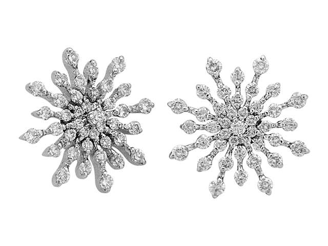 Boucles d'oreilles flocons de neige avec diamants – Or 14K