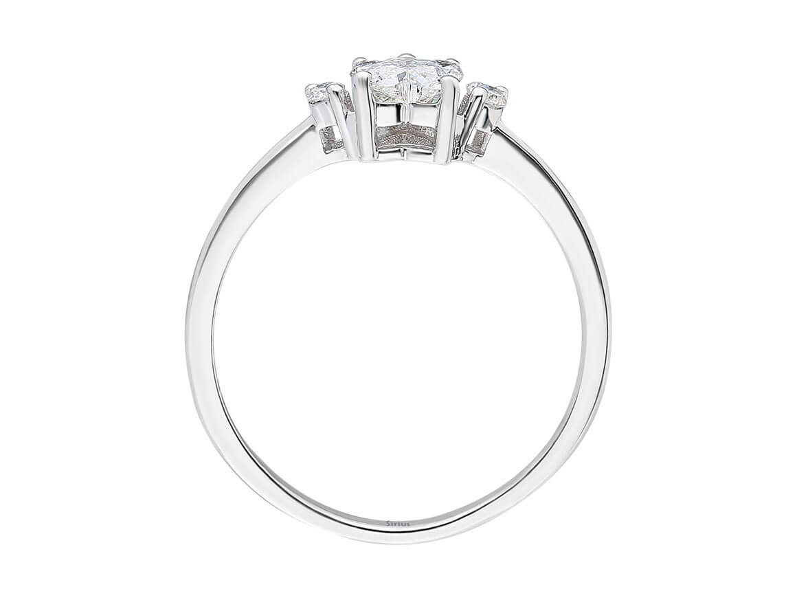 Bague en diamant en forme de cœur, motif pattes de chat – Or Blanc 14 carats – Bijoux haut de gamme de Rosy Lab Diamonds