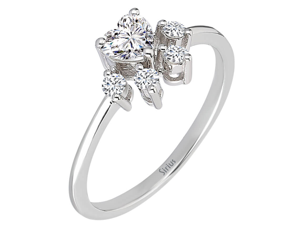 Bague en diamant en forme de cœur, motif pattes de chat – Or Blanc 14 carats – Bijoux haut de gamme de Rosy Lab Diamonds