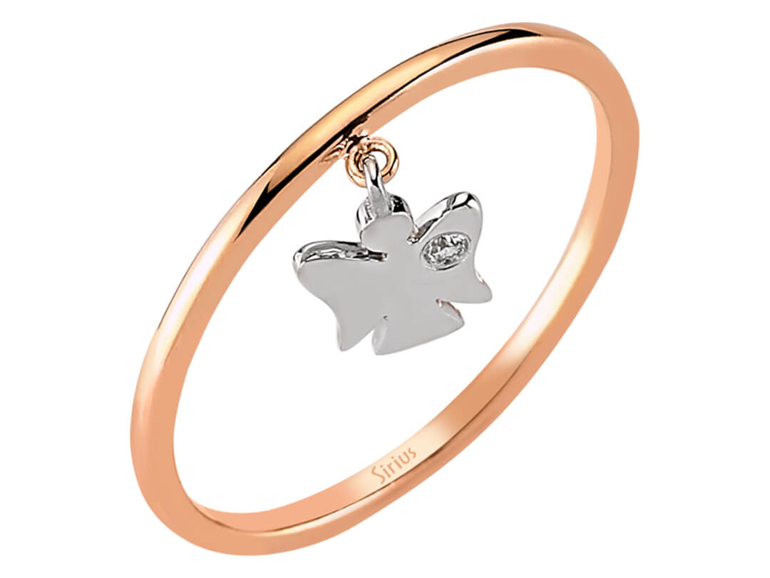 Feiner Labordiamant Engels-Ring aus 8K Roségold mit 1 rund geschliffenem Diamanten