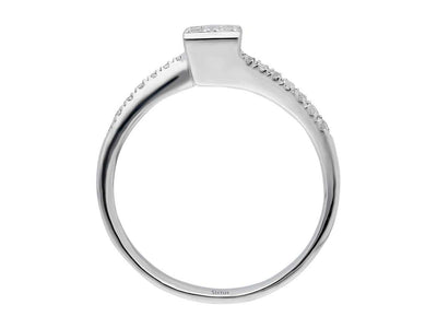 Funkelnder Labordiamant Prenses-Schliff Halbkreis-Ring in 14 Karat Weißgold