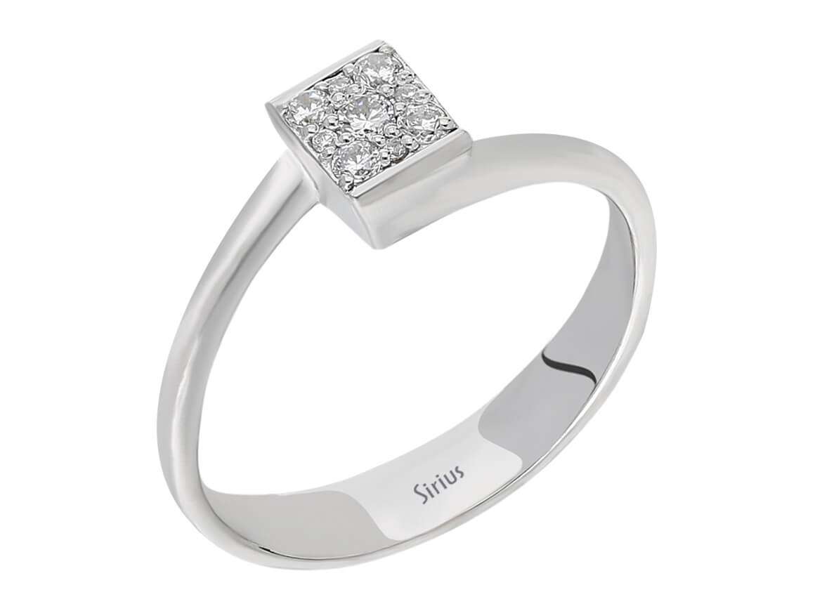 Square design ring with 9 lab diamonds – 14K white gold