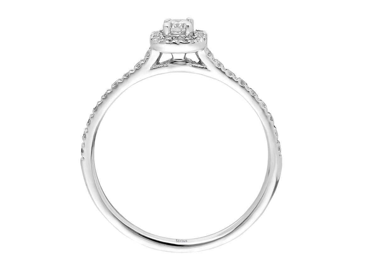 Sparkling solitaire diamond ring with a pavé setting of lab-grown diamonds in 14-karat gold – high-quality Jewelry from Rosy Lab Diamonds