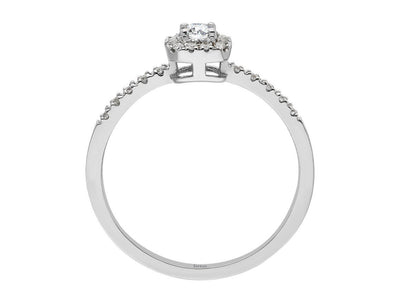 Weißgoldring mit 1 und 22 rundfacettierten Diamanten, 0,15 und 0,19 Karat