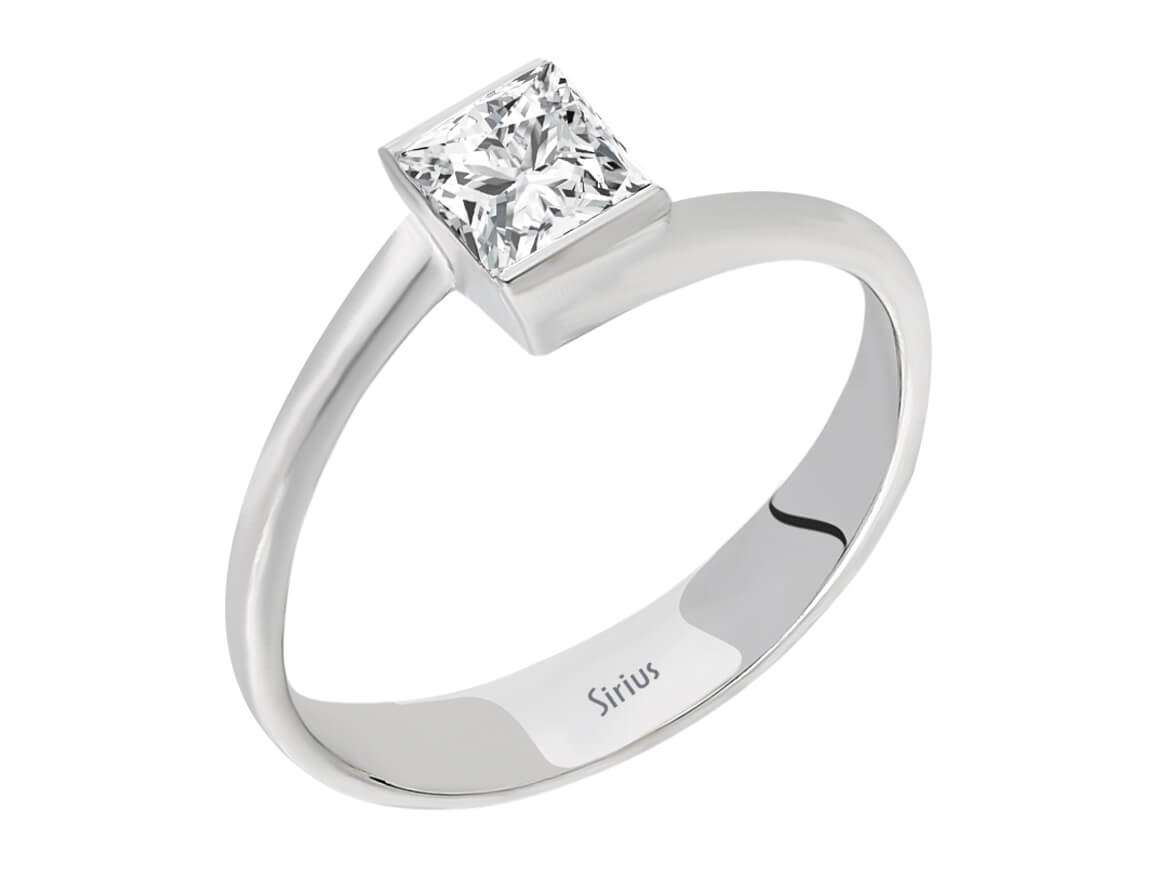 Bague solitaire avec diamant de laboratoire taille princesse de 0,25 ct - Or Blanc 14 carats - Bijoux haut de gamme de Rosy Lab Diamonds