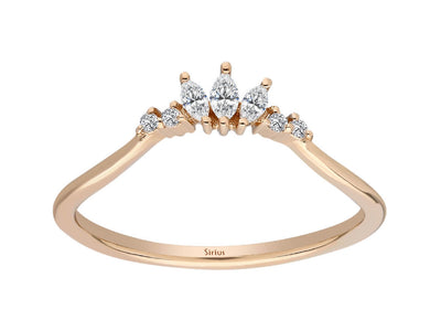 Eleganter 14K Roségold Ring mit 3 Markiz-Diamanten und 4 Runddiamanten – 1,52 Karat