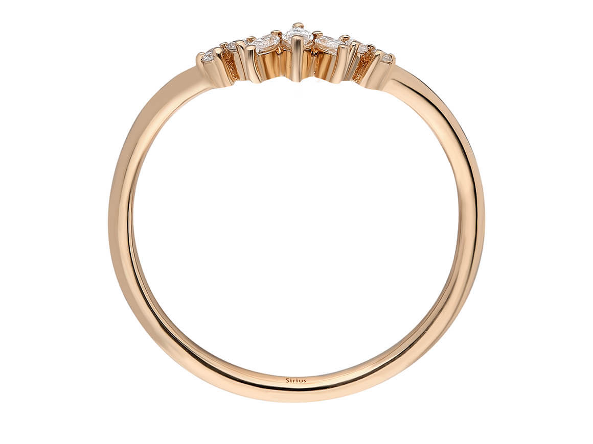 Eleganter 14K Roségold Ring mit 3 Markiz-Diamanten und 4 Runddiamanten – 1,52 Karat