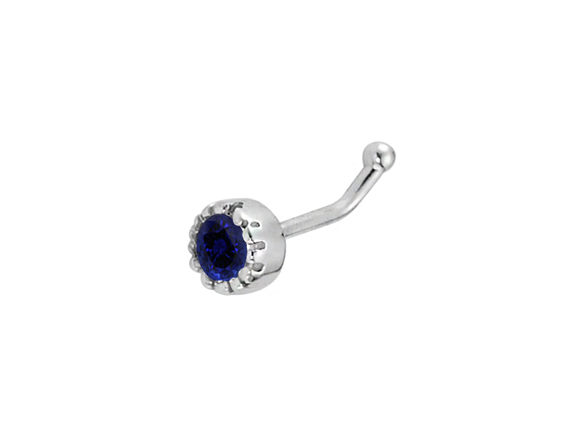 Nasenstecker mit Saphir - 585er Weißgold & Laborstein | Eleganter Piercing - hochwertiger Schmuck von Rosy Lab Diamonds