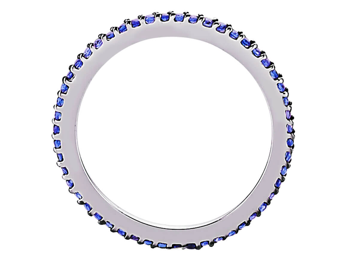 Fin jonc serti de 50 saphirs taille ronde – or 14 carats – Bijoux haut de gamme de Rosy Lab Diamonds