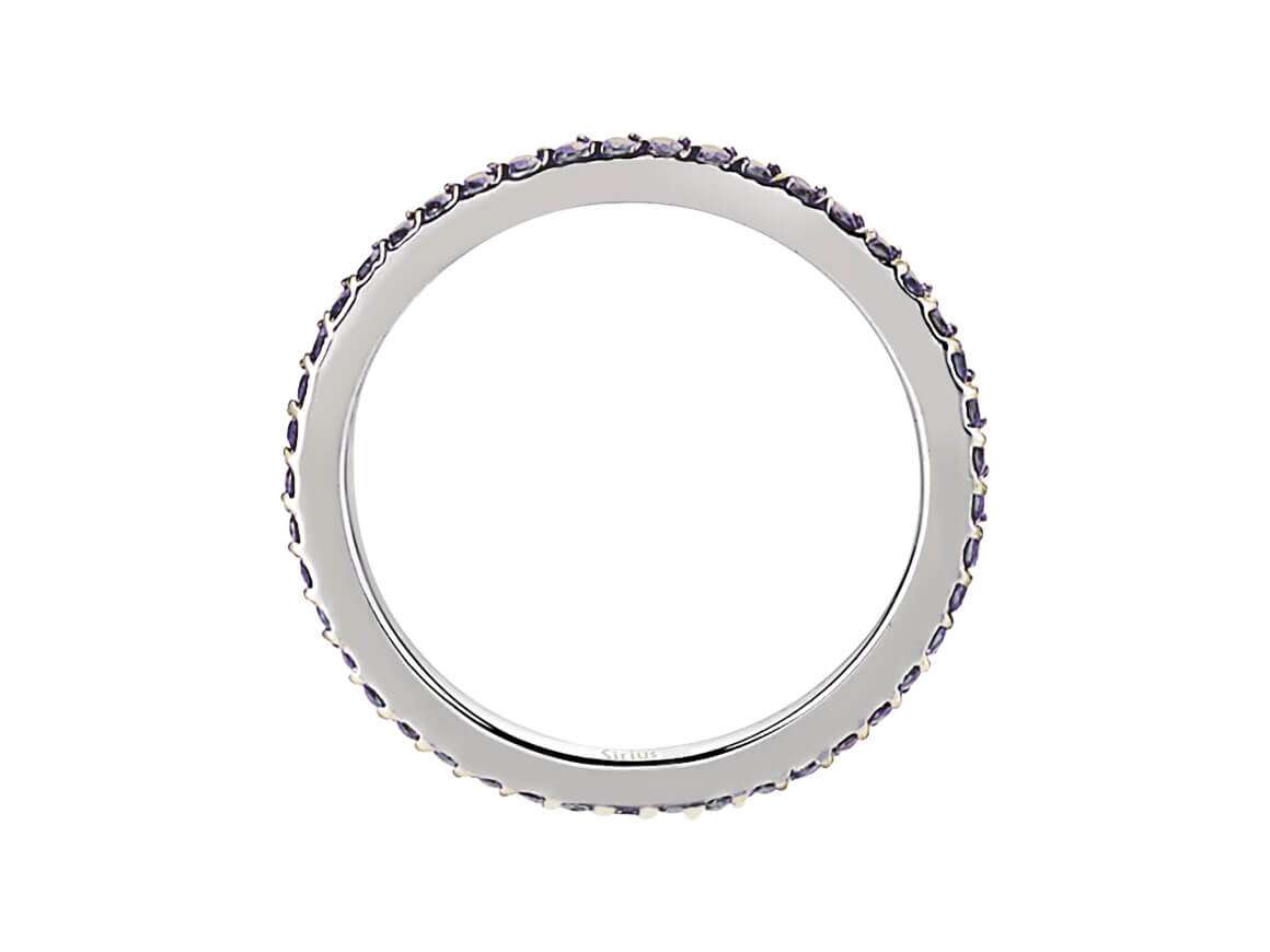 Anneau d’éternité élégant serti de 42 saphirs en Or Blanc 14 carats – Bijoux haut de gamme de Rosy Lab Diamonds