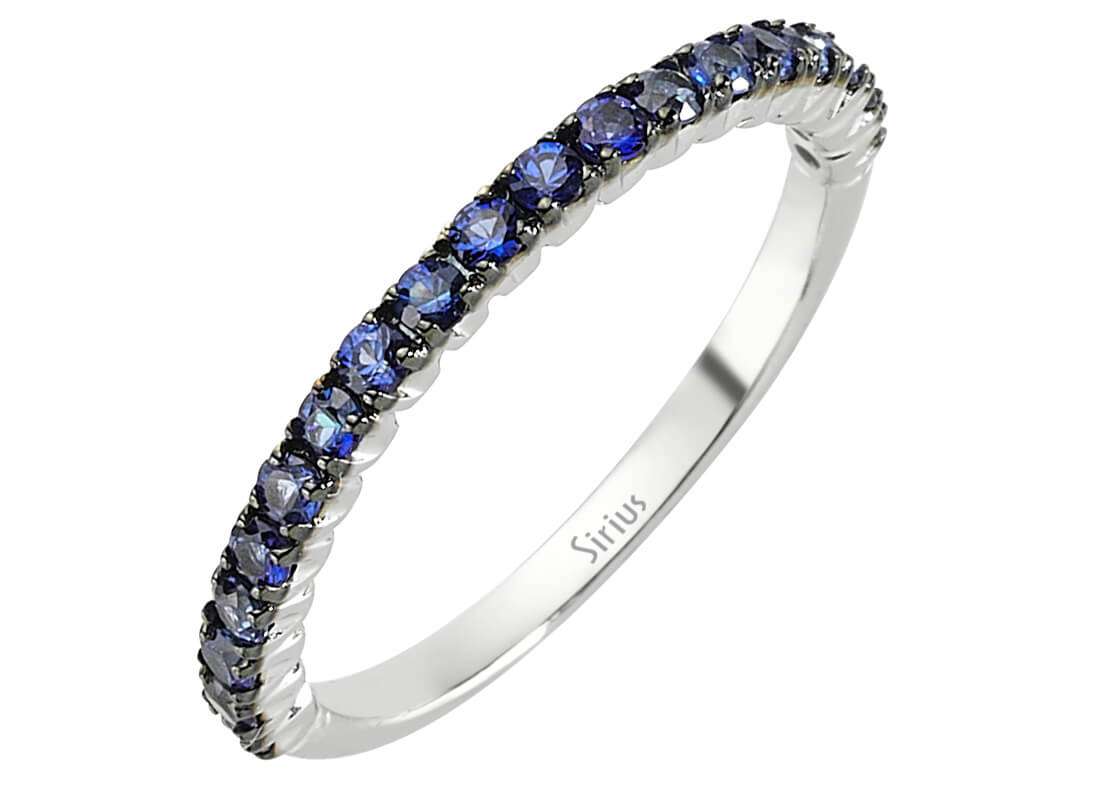 Élégante bague en Or Blanc 18 carats ornée de 19 saphirs, 0,43 carat – Bijoux haut de gamme de Rosy Lab Diamonds