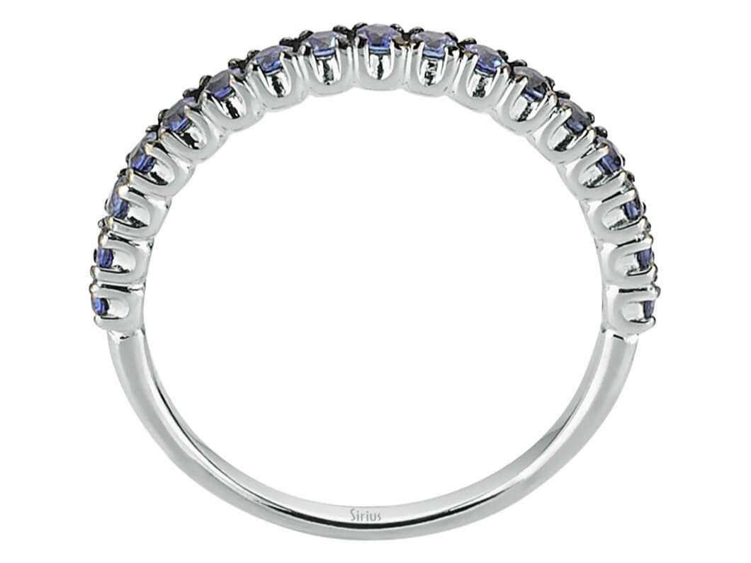 Feiner Halbkreis-Ring mit 17 Rundschliff Saphiren