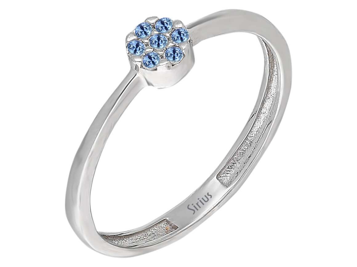 Weißgoldring mit 7 Runden Saphiren (0,21 ct) - 14K Blumenring - hochwertiger Schmuck von Rosy Lab Diamonds