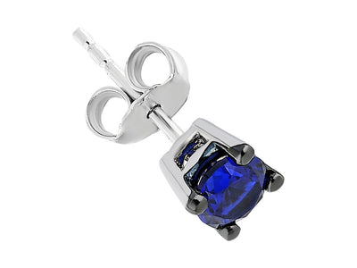 Saphir-Solitär Herren-Ohrstecker mit rundem Saphir in 585er Weißgold