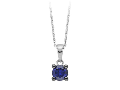 Chaîne pendentif solitaire « Saphira » avec saphir en or blanc 14K