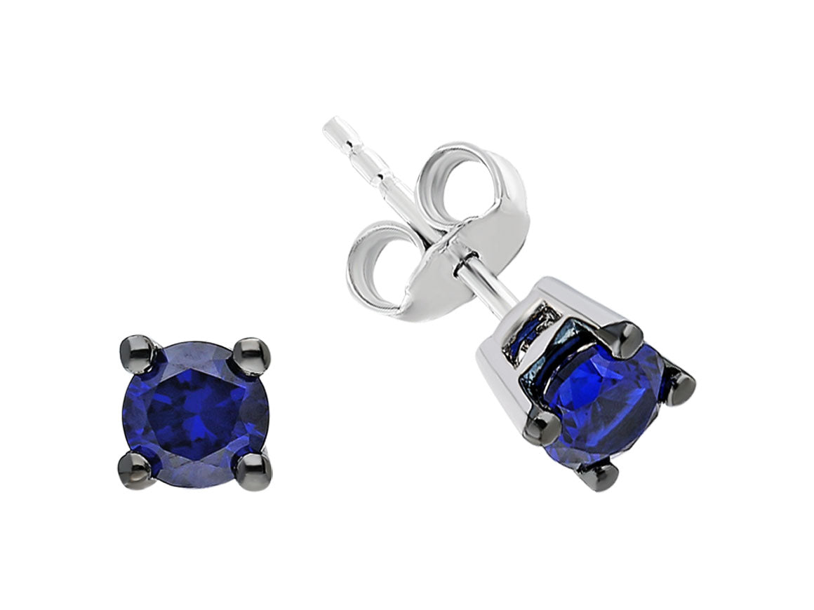 Boucles d'Oreilles Clous solitaire en Saphir avec 2 Saphirs en Or Blanc 585 - Bijoux haut de gamme de Rosy Lab Diamonds