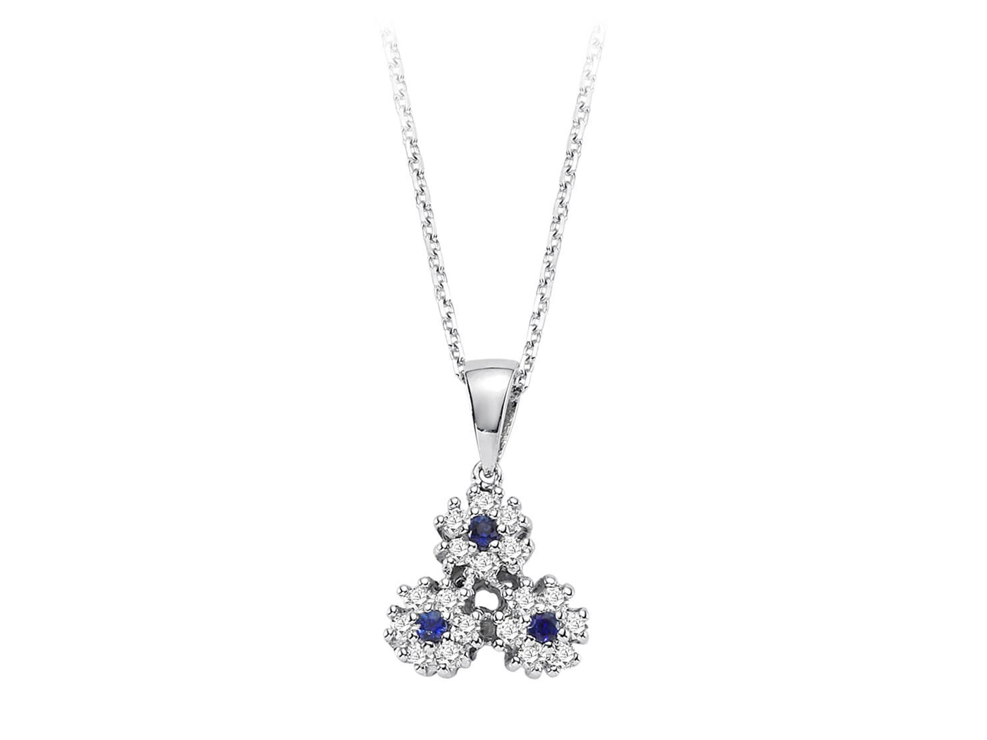 Trio-Anhänger mit Saphiren und 18 Labordiamanten – 14K Weißgold
