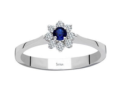 Feiner Saphir- und Diamantring mit 8 laborgezüchteten Diamanten