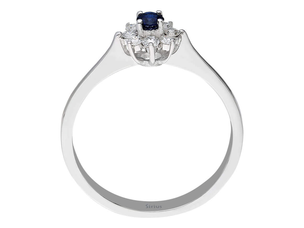 Elegant Sapphire and Diamond Ring with 8 Lab-Grown Diamonds - 14K White Gold - High-Quality Jewelry by Rosy Lab Diamonds