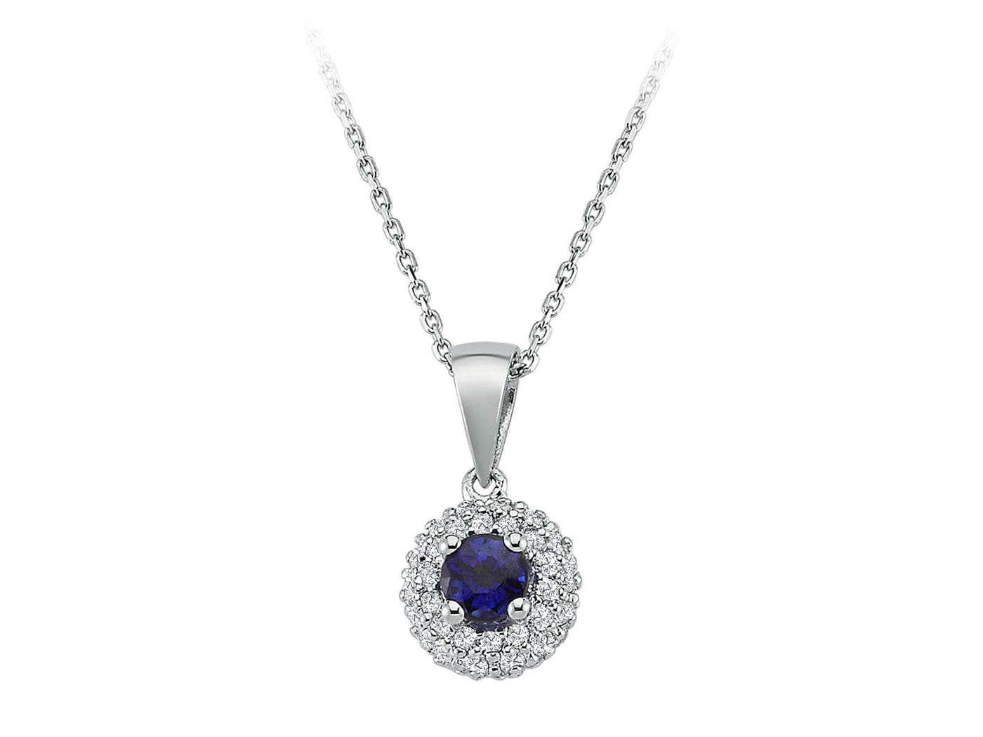55 Pırlantalı Safir Kolye Ucu - 14 Ayar Beyaz Altın - Rosy Lab Diamonds'ın yüksek kaliteli Mücevheri