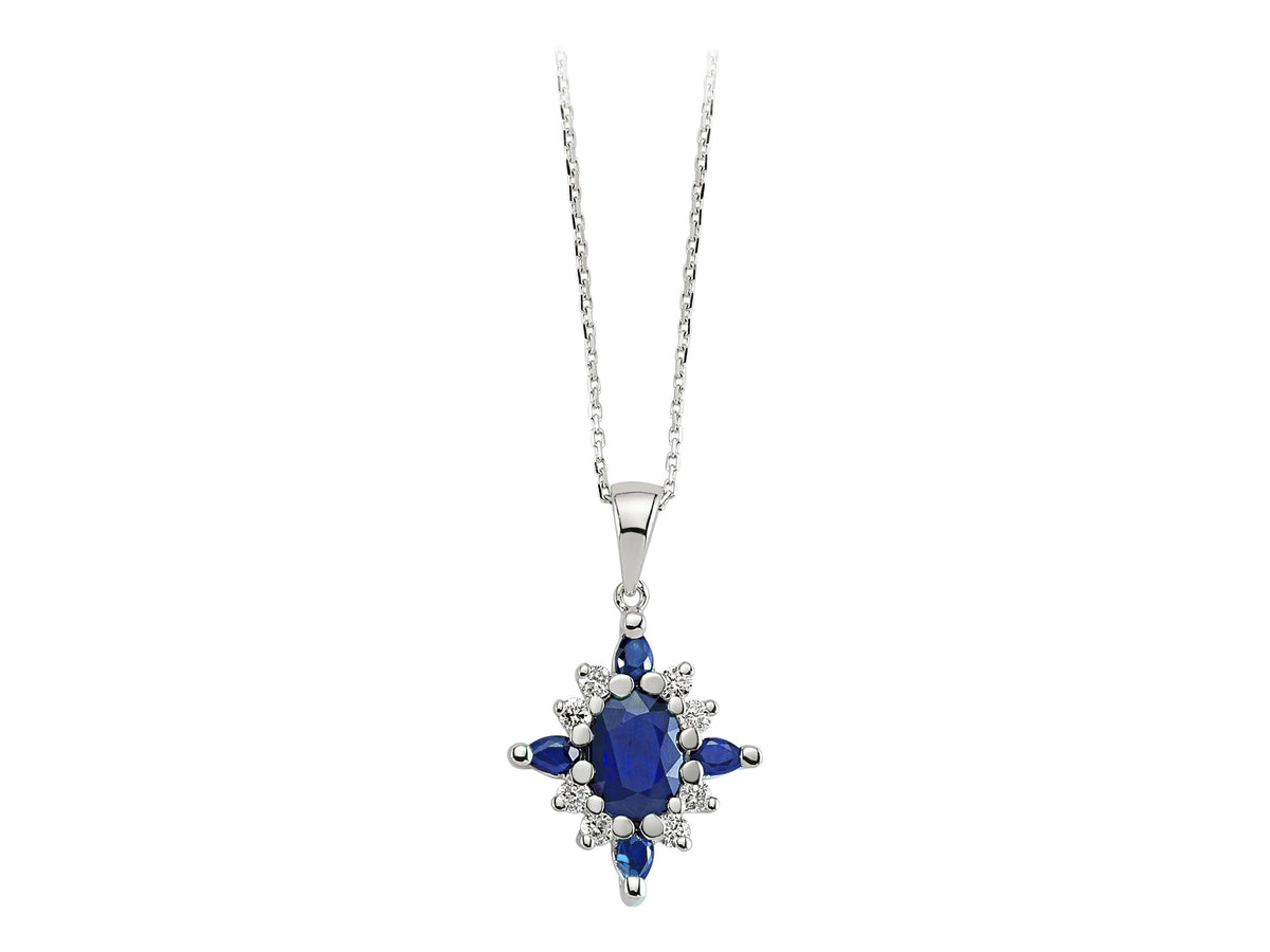 Elmaslı Safir Haç Kolye - 1,44 ct | 8K Beyaz Altın - Rosy Lab Diamonds'ın yüksek kaliteli Mücevheri
