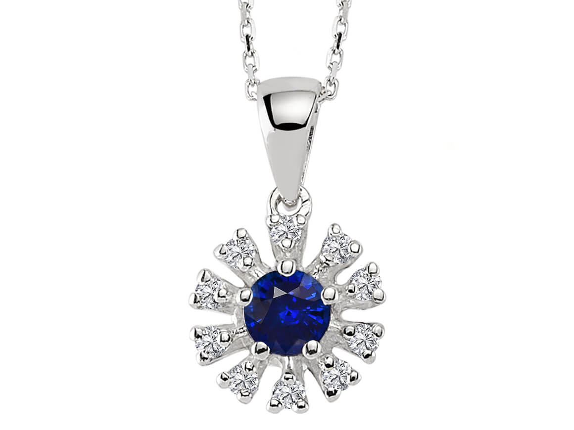 Collier Saphir & Diamant – 0,30 ct + 0,10 ct | Or Blanc 8 carats – Bijoux haut de gamme de Rosy Lab Diamonds