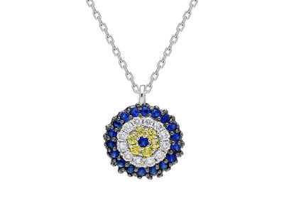 Nazar Boncuğu pendant with lab-grown diamonds and sapphires