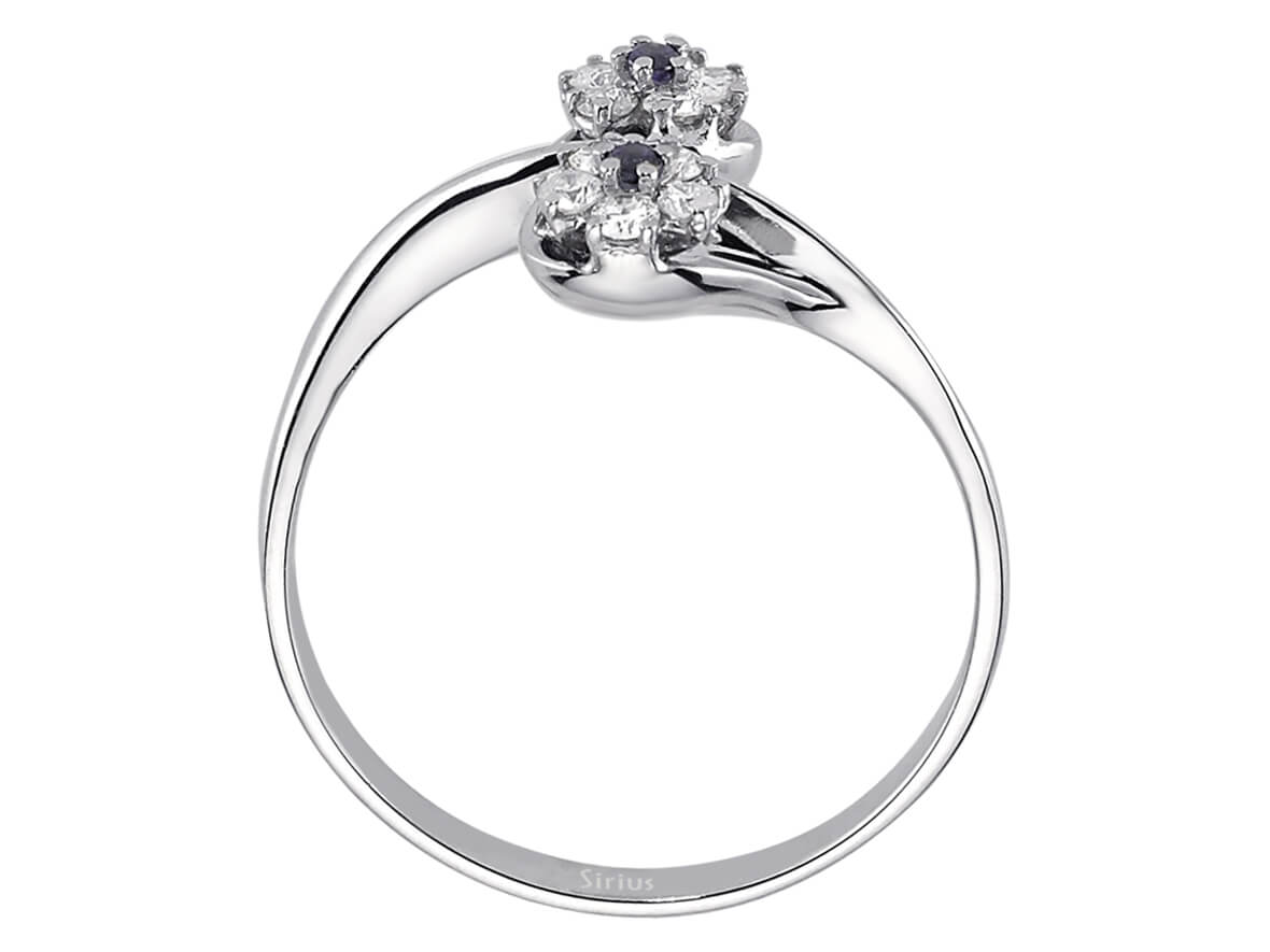Zarter Ring mit Saphiren & Labordiamanten in 14K Weißgold - Modell 04R0336 - hochwertiger Schmuck von Rosy Lab Diamonds